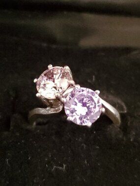 Pink and Purple Stone Sterling Silver Ring